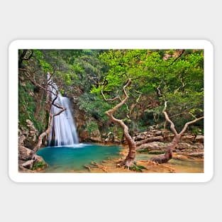 Waterfall in Neda canyon Sticker